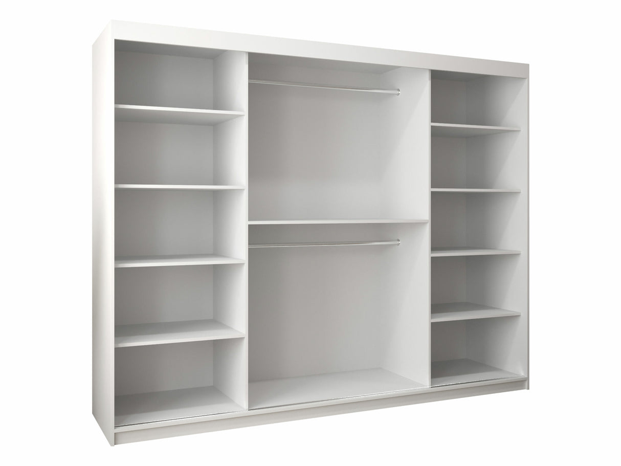 Gardróbszekrény Szafa 100 FLUTES, Szín: Fehér, Fiókok: Nem, Szélesség: 250 cm, Led világítás: Nem