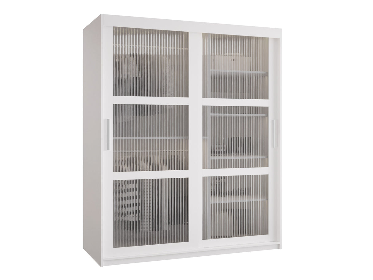 Gardróbszekrény Szafa 100 FLUTES, Szín: Fehér, Fiókok: Igen, Szélesség: 150 cm, Led világítás: Nem