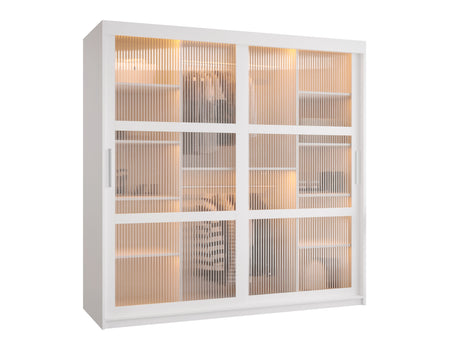 Gardróbszekrény Szafa 100 FLUTES, Szín: Fehér, Fiókok: Igen, Szélesség: 180 cm, Led világítás: Igen