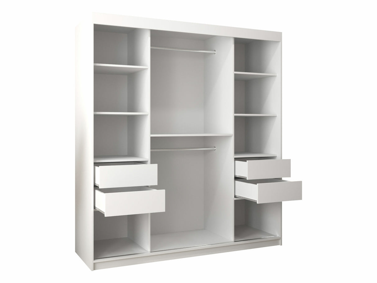 Gardróbszekrény Szafa 100 FLUTES, Szín: Fehér, Fiókok: Igen, Szélesség: 180 cm, Led világítás: Igen