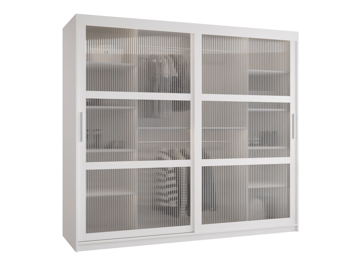 Gardróbszekrény Szafa 100 FLUTES, Szín: Fehér, Fiókok: Igen, Szélesség: 200 cm, Led világítás: Nem