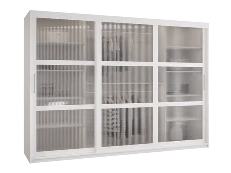 Gardróbszekrény Szafa 100 FLUTES, Szín: Fehér, Fiókok: Igen, Szélesség: 250 cm, Led világítás: Nem