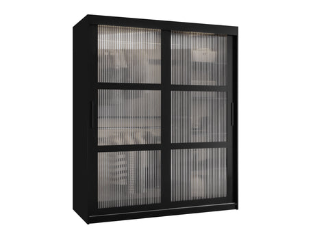 Gardróbszekrény Szafa 100 FLUTES, Szín: Fekete, Fiókok: Nem, Szélesség: 150 cm, Led világítás: Nem