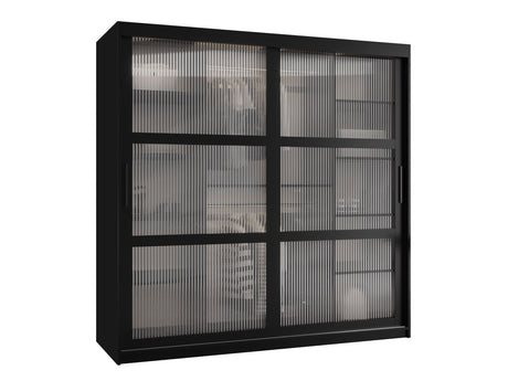 Gardróbszekrény Szafa 100 FLUTES, Szín: Fekete, Fiókok: Nem, Szélesség: 180 cm, Led világítás: Nem