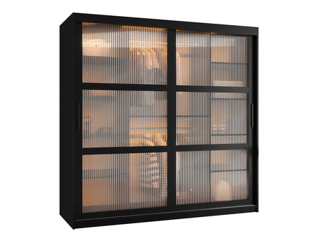 Gardróbszekrény Szafa 100 FLUTES, Szín: Fekete, Fiókok: Nem, Szélesség: 180 cm, Led világítás: Igen