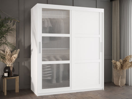 Gardróbszekrény Szafa FLUTES 3, Szín: Fehér, Fiókok: Igen, Szélesség: 150 cm, Led világítás: Nem