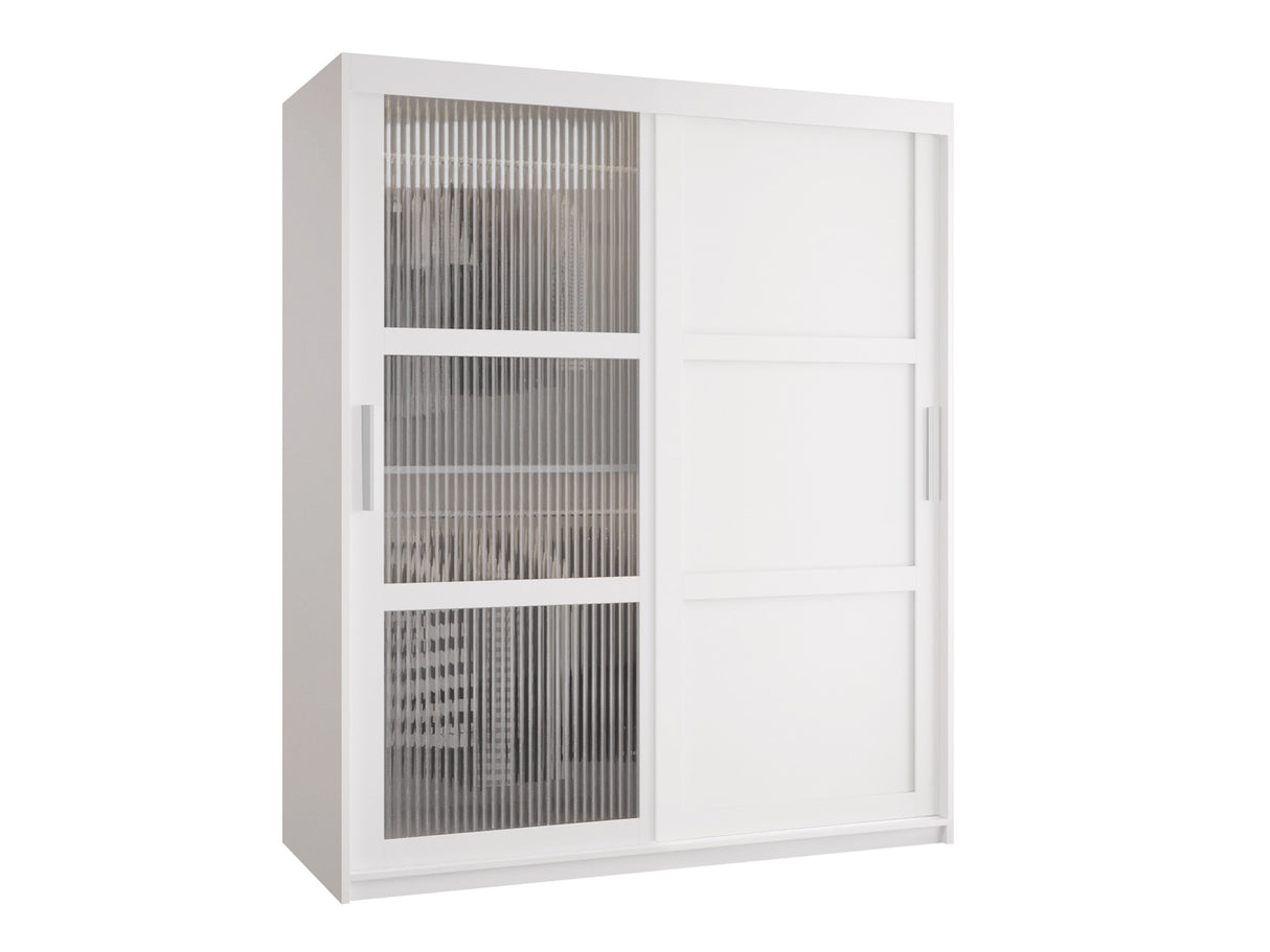 Gardróbszekrény Szafa FLUTES 3, Szín: Fehér, Fiókok: Nem, Szélesség: 150 cm, Led világítás: Nem