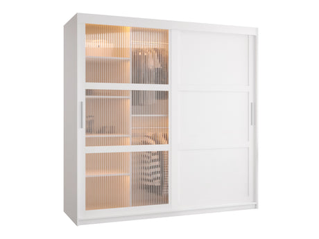 Gardróbszekrény Szafa FLUTES 3, Szín: Fehér, Fiókok: Nem, Szélesség: 180 cm, Led világítás: Igen