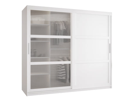 Gardróbszekrény Szafa FLUTES 3, Szín: Fehér, Fiókok: Nem, Szélesség: 200 cm, Led világítás: Nem