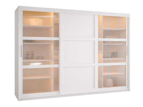 Gardróbszekrény Szafa FLUTES 3, Szín: Fehér, Fiókok: Nem, Szélesség: 250 cm, Led világítás: Igen