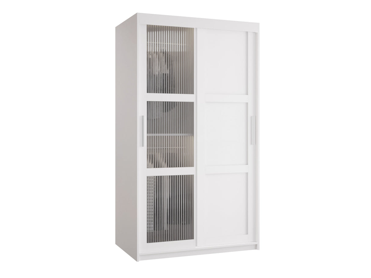 Gardróbszekrény Szafa FLUTES 3, Szín: Fehér, Fiókok: Igen, Szélesség: 100 cm, Led világítás: Nem