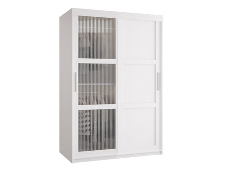 Gardróbszekrény Szafa FLUTES 3, Szín: Fehér, Fiókok: Igen, Szélesség: 120 cm, Led világítás: Nem