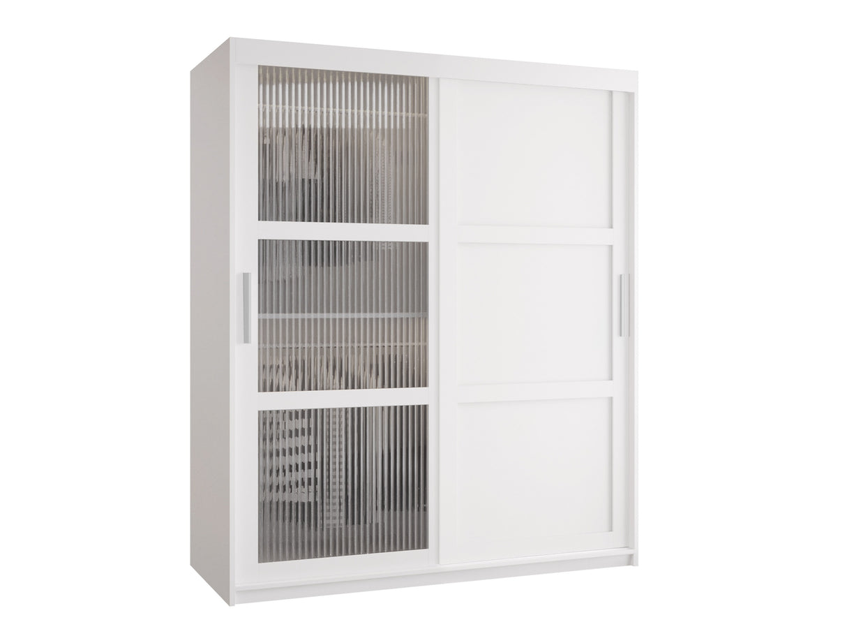 Gardróbszekrény Szafa FLUTES 3, Szín: Fehér, Fiókok: Igen, Szélesség: 150 cm, Led világítás: Nem