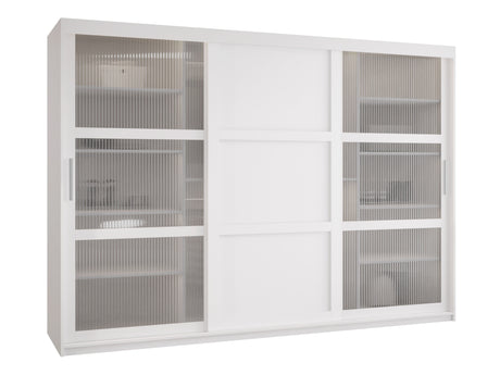 Gardróbszekrény Szafa FLUTES 3, Szín: Fehér, Fiókok: Igen, Szélesség: 250 cm, Led világítás: Nem