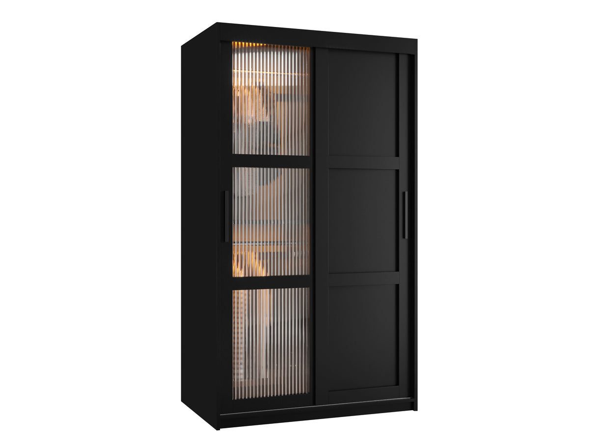 Gardróbszekrény Szafa FLUTES 3, Szín: Fekete, Fiókok: Nem, Szélesség: 100 cm, Led világítás: Igen