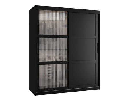 Gardróbszekrény Szafa FLUTES 3, Szín: Fekete, Fiókok: Nem, Szélesség: 150 cm, Led világítás: Nem