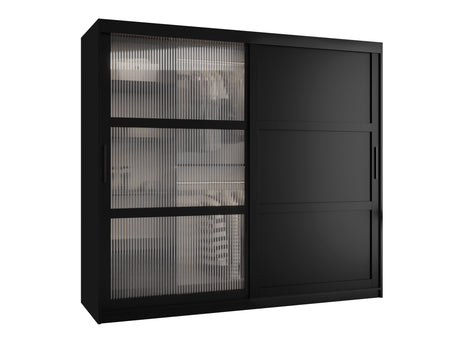 Gardróbszekrény Szafa FLUTES 3, Szín: Fekete, Fiókok: Nem, Szélesség: 200 cm, Led világítás: Nem