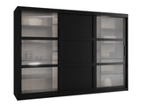 Gardróbszekrény Szafa FLUTES 3, Szín: Fekete, Fiókok: Nem, Szélesség: 250 cm, Led világítás: Nem