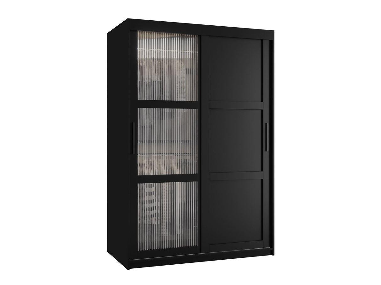 Gardróbszekrény Szafa FLUTES 3, Szín: Fekete, Fiókok: Igen, Szélesség: 120 cm, Led világítás: Nem