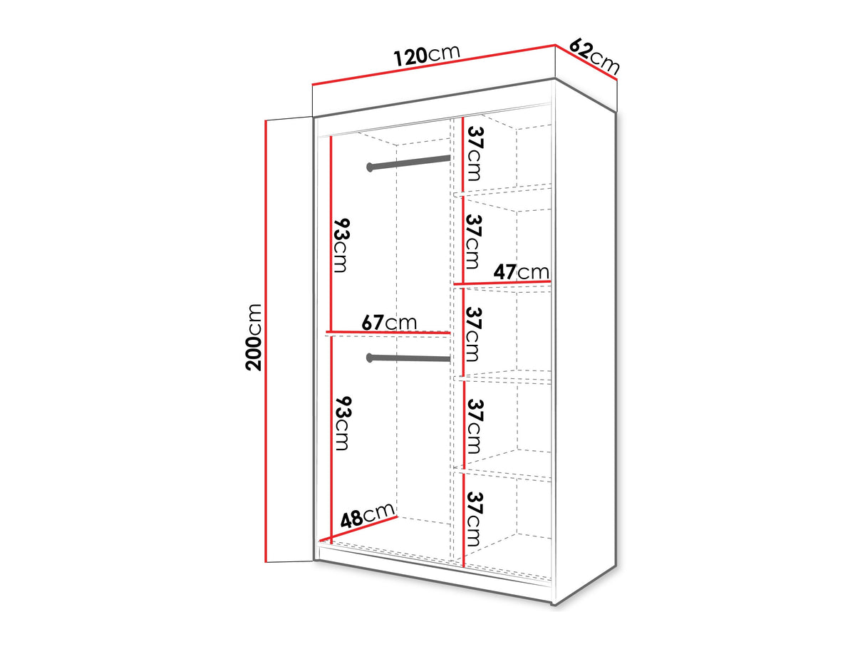 Gardróbszekrény Szafa SPOTI, Szín: Fekete, Fiókok: Nem, Szélesség: 120 cm