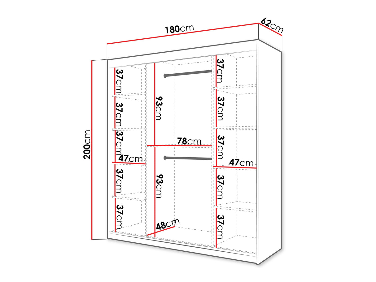 Gardróbszekrény Szafa SPOTI, Szín: Sonoma tölgy, Fiókok: Nem, Szélesség: 180 cm