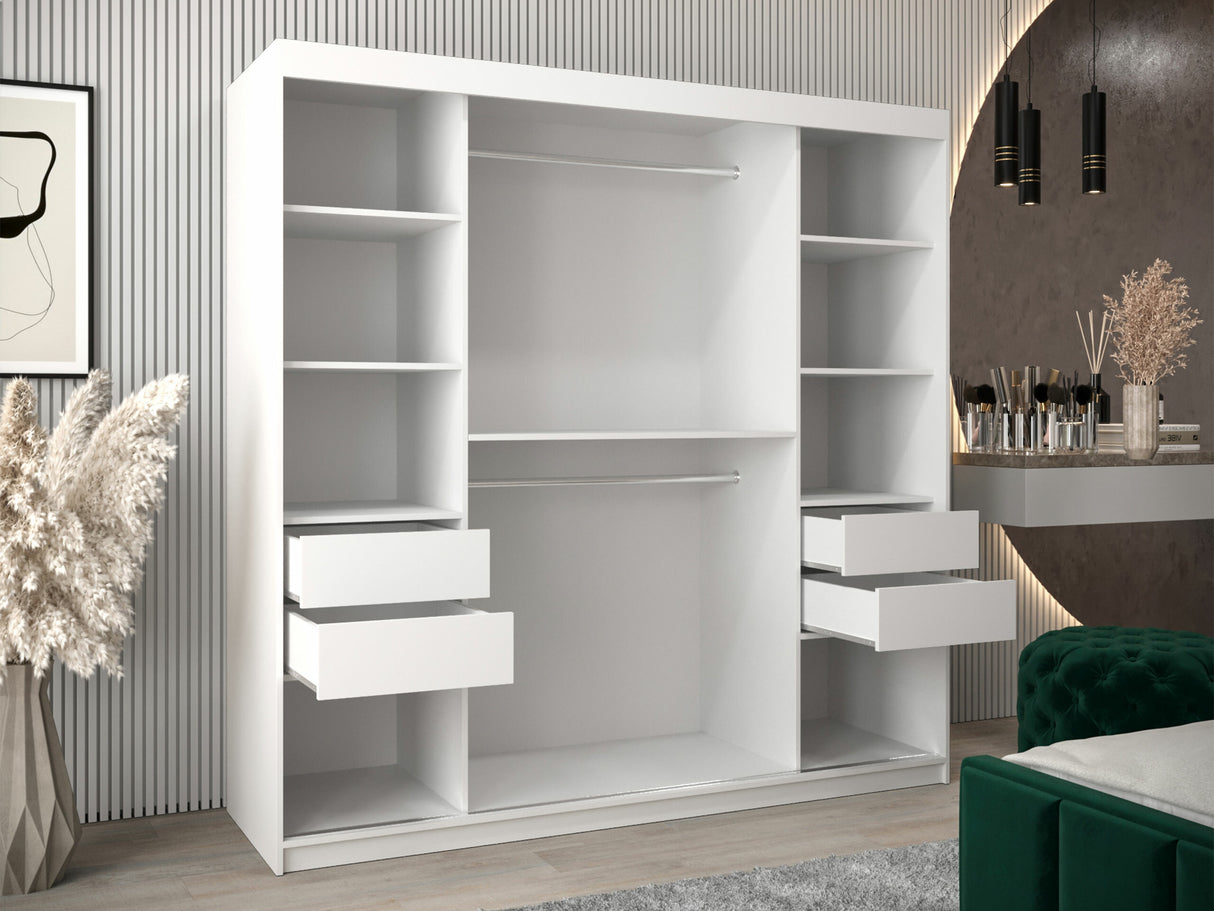 Gardróbszekrény Szafa SPOTI, Szín: Fekete, Fiókok: Igen, Szélesség: 200 cm