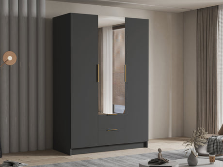 Gardróbszekrény Szafa CALWI II 150, Szín: Fekete, Fogantyú színe: Aranysárga