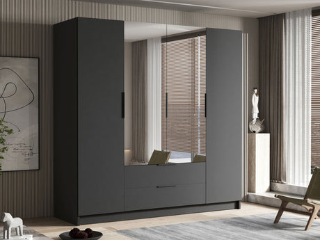 Gardróbszekrény Szafa SOFIA II 200, Szín: Fekete, Fogantyú színe: Fekete