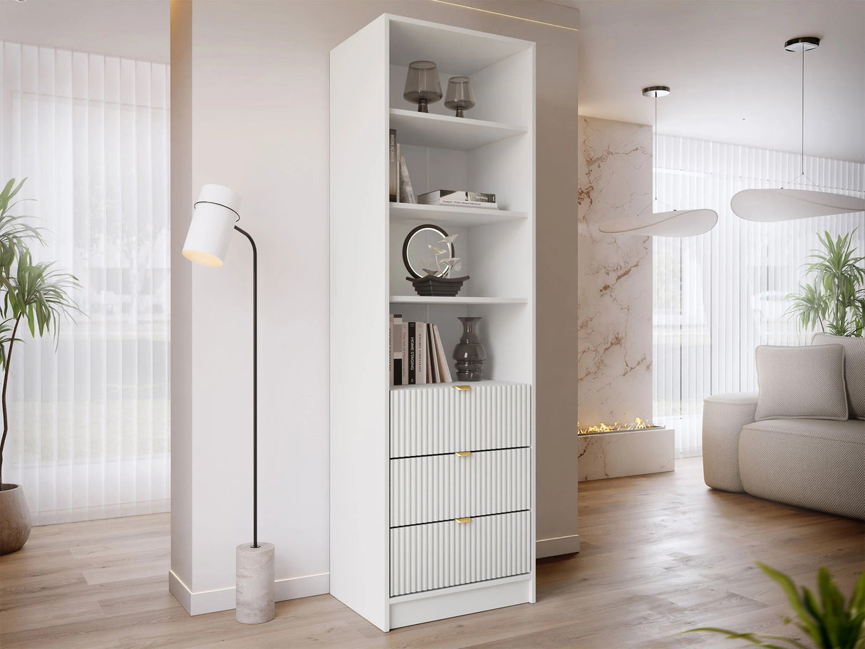 Könyvespolc 3SZ TIRENO, Szín: Fehér 4228354