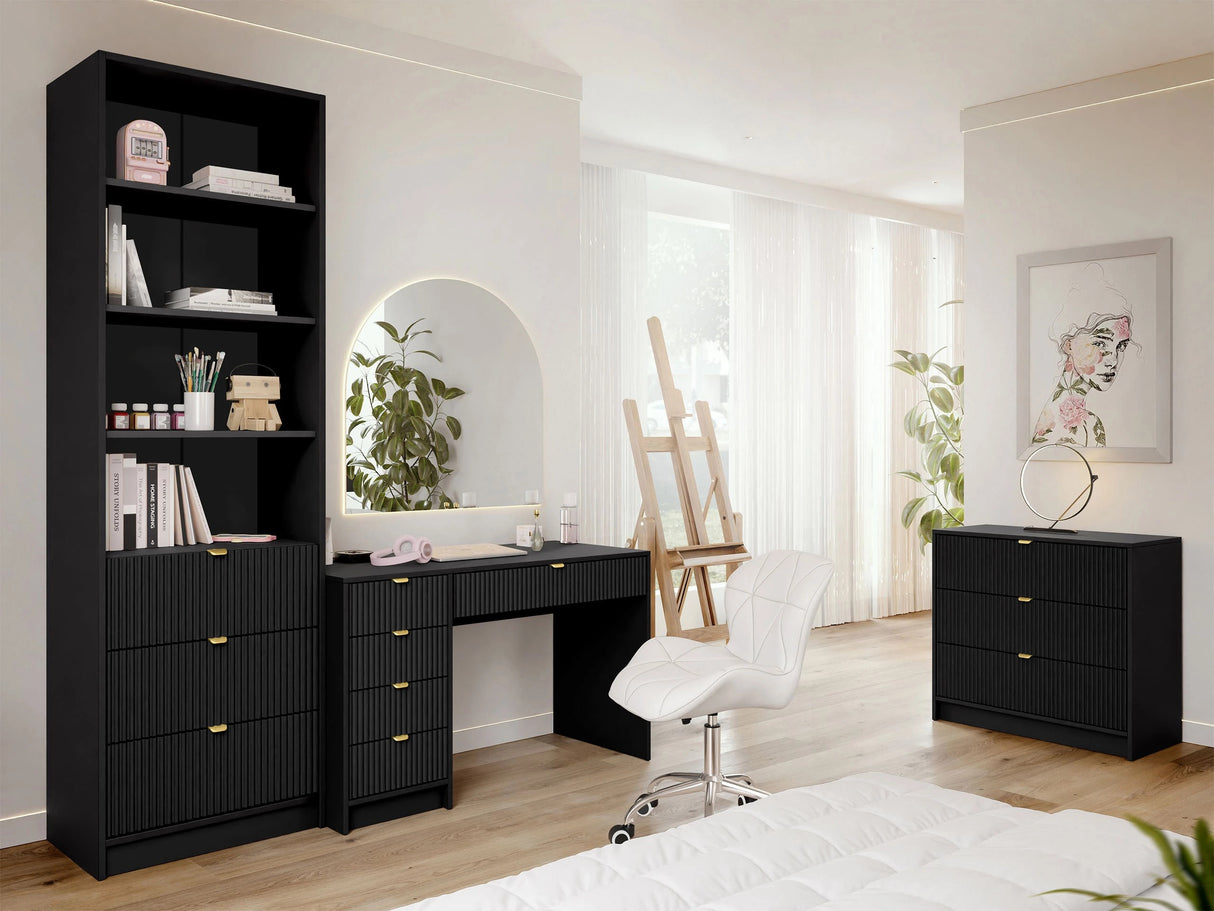 Könyvespolc 3SZ TIRENO, Szín: Fekete 4228381