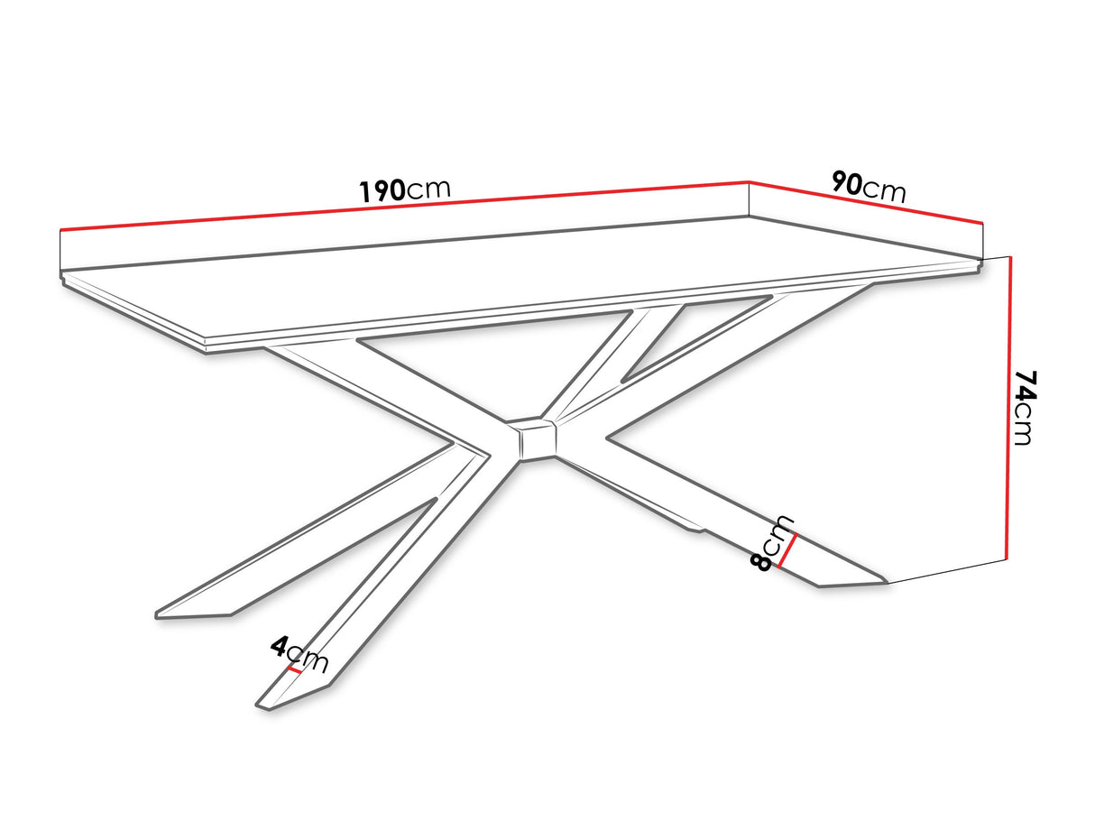 Asztal Stół FLORA Beton/Czarny + Czarny (Beton)
