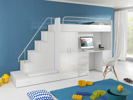 Gyerekszoba garnitúra RAJ 5 (Paradise V), Szín: Fehér + Fényes fehér 4236095