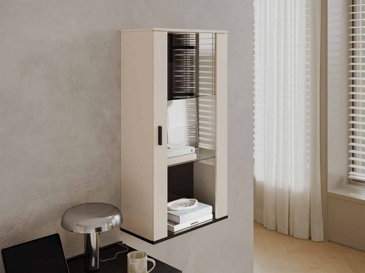Fali szekrény Soho B2 (Boho B2), Szín: Kasmír + Tölgy, Led világítás: Kék