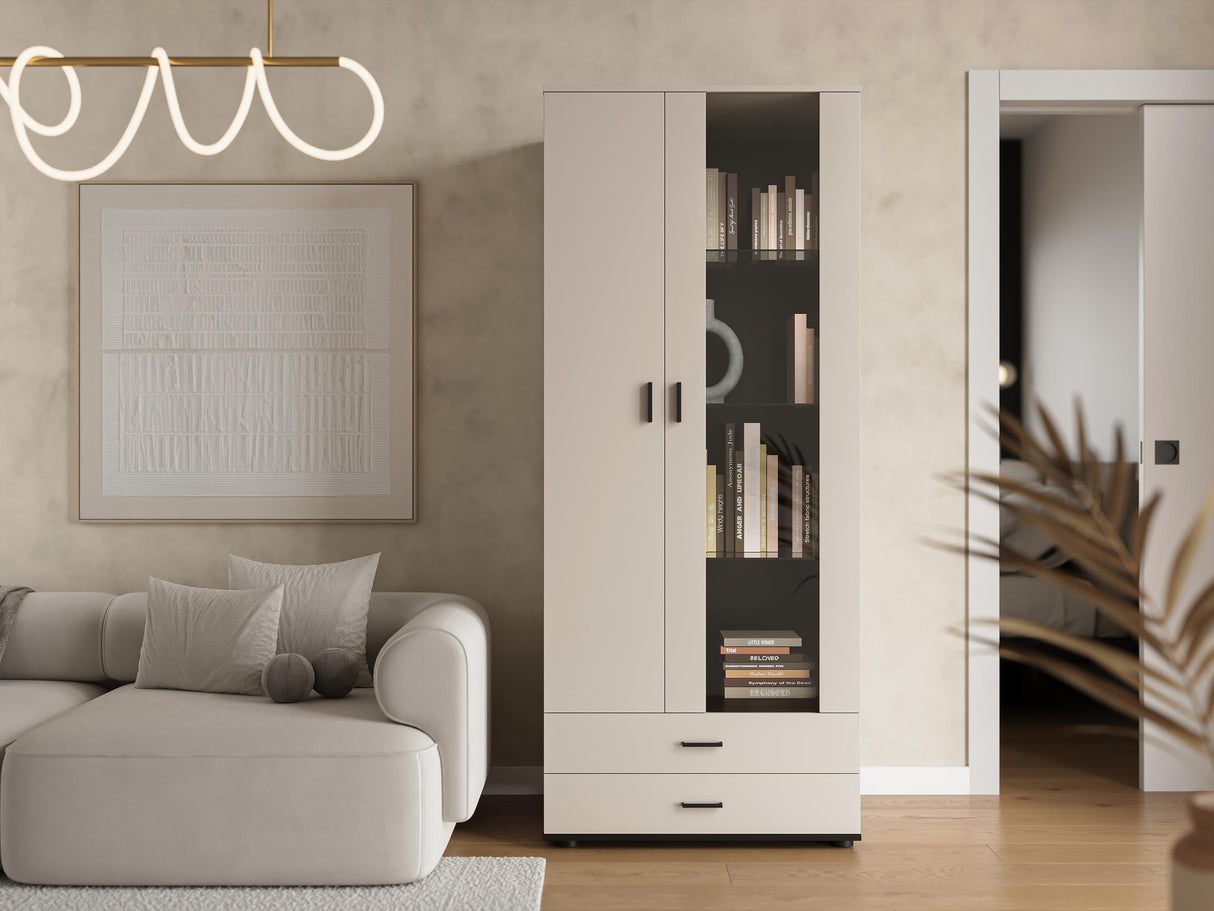 Könyvespolc Soho B6 (2D2S Boho B6), Szín: Kasmír + Fekete, Led világítás: RGB