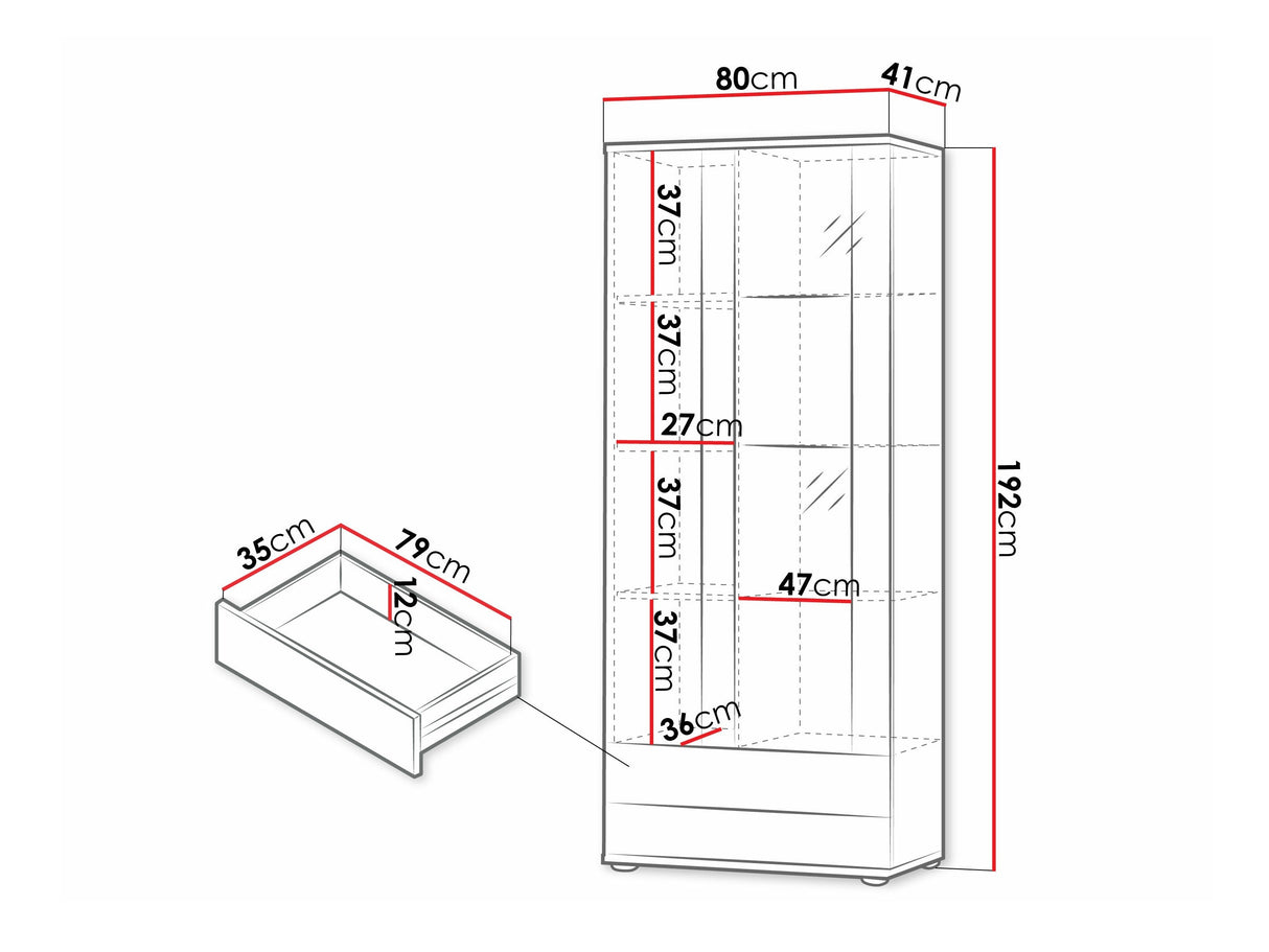 Könyvespolc Soho B6 (2D2S Boho B6), Szín: Lefkas tölgy + Fekete, Led világítás: Fehér 4248071