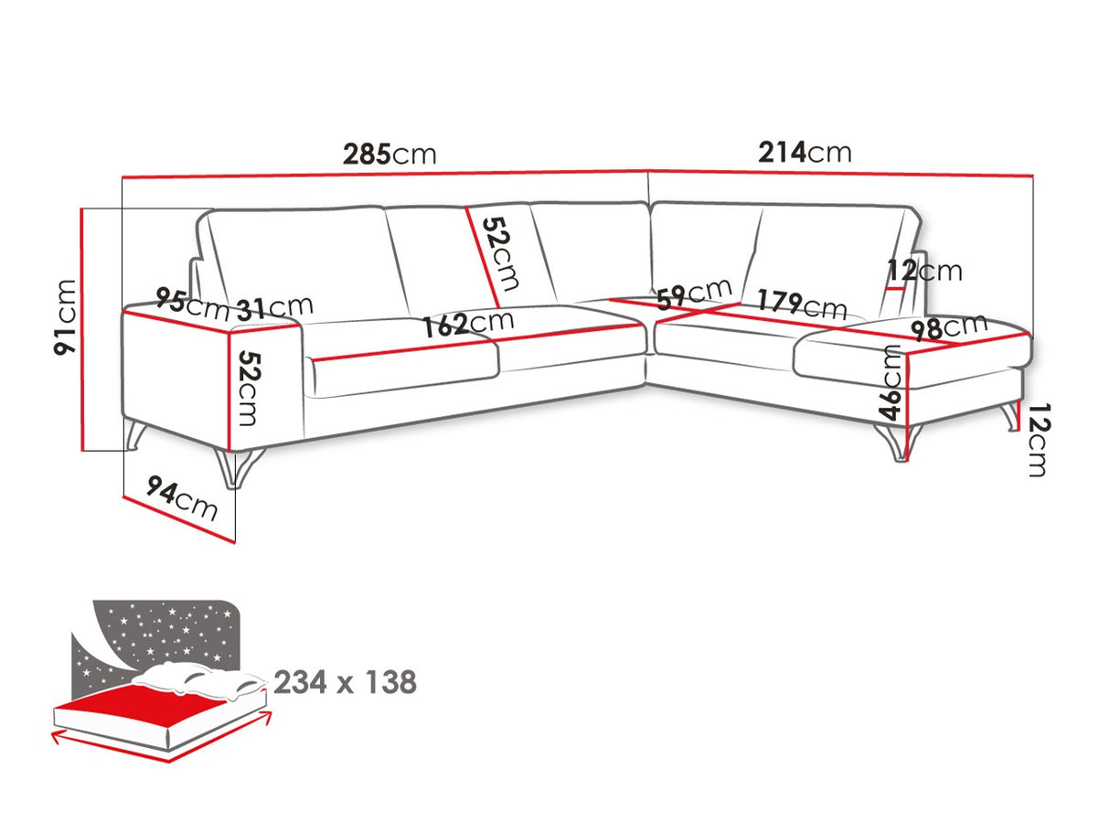 Sarokkanapé Flavio Bis (Salvador Bis), Szín: Verita 80, Változatok: Jobbos
