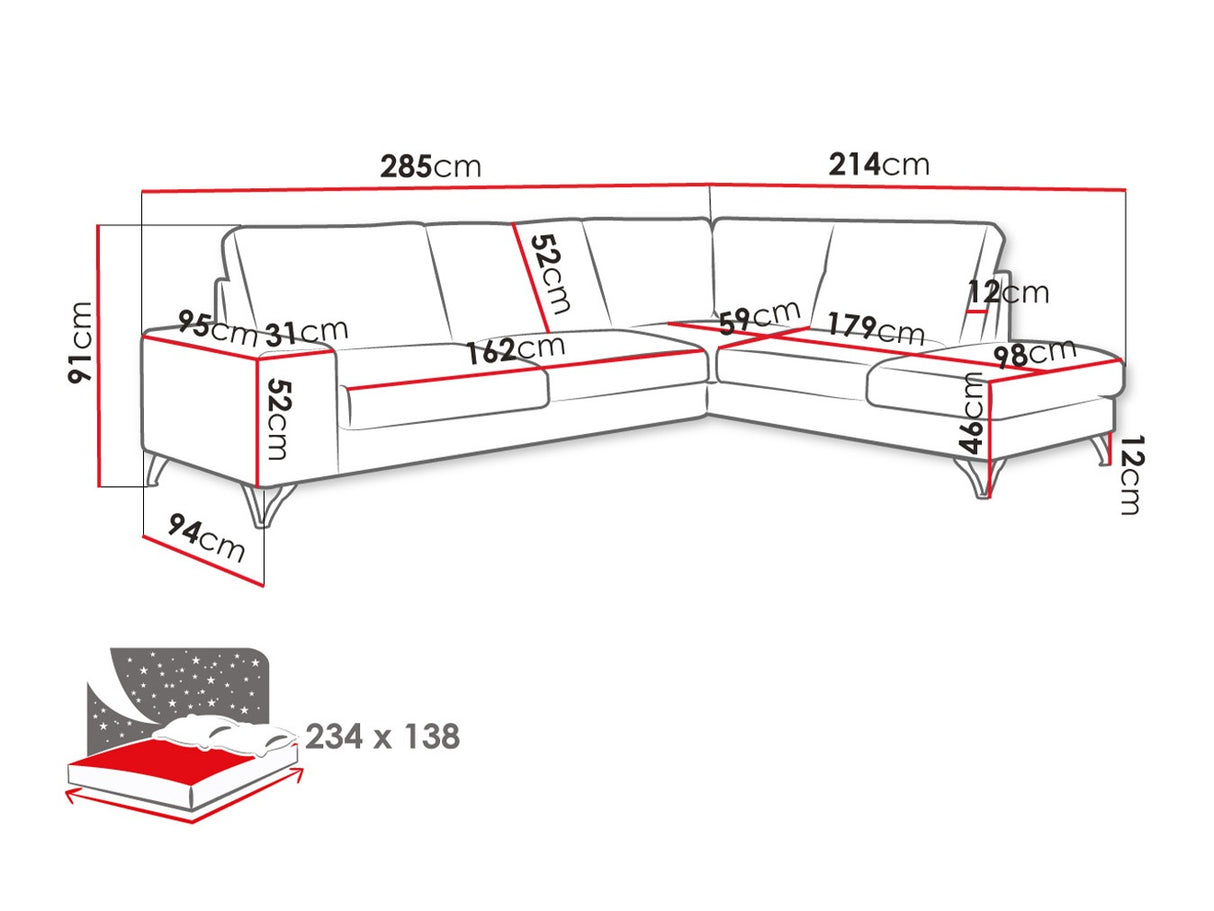 Sarokkanapé Flavio Bis (Salvador Bis), Szín: Verita 88, Változatok: Jobbos