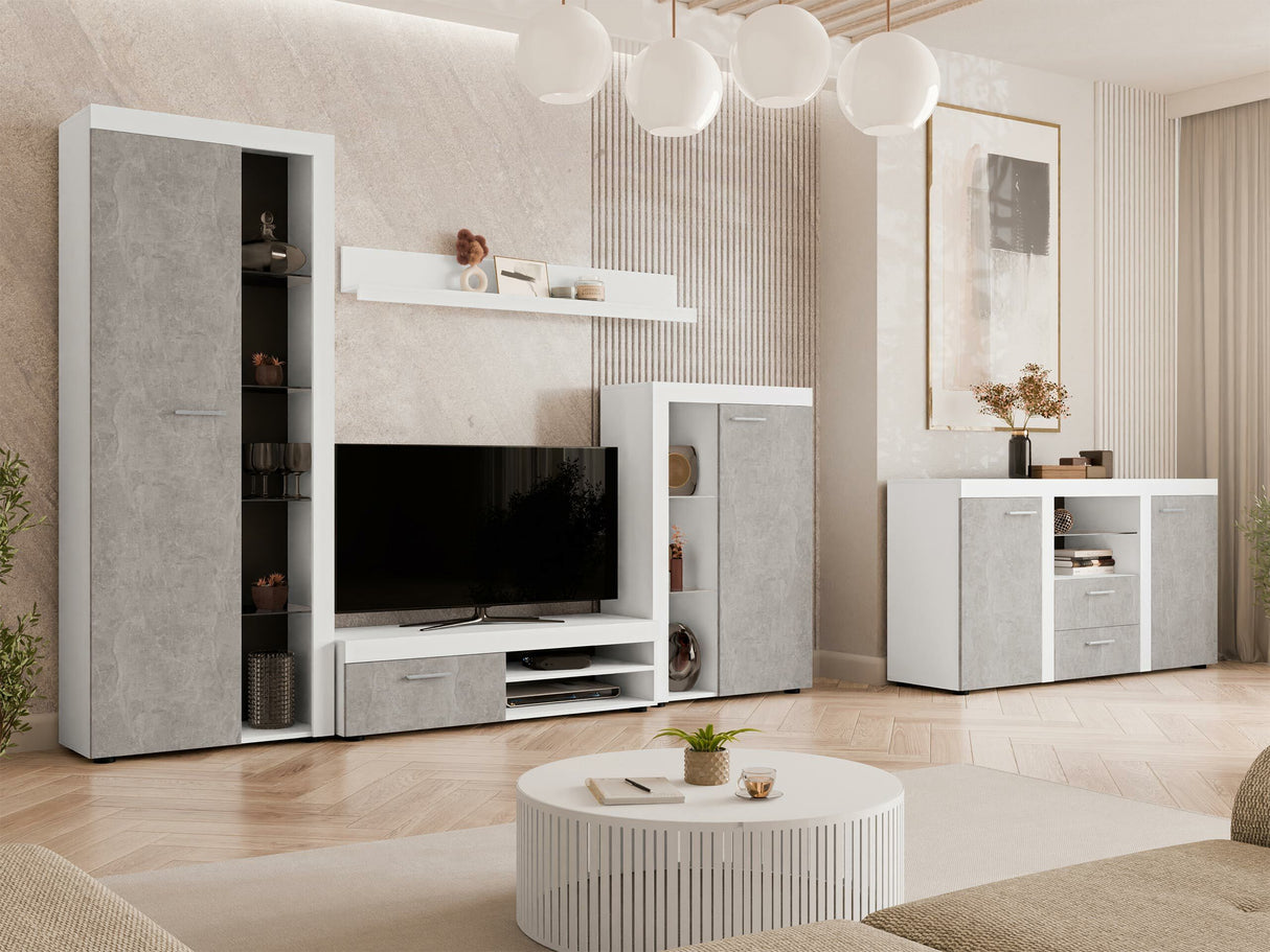 Komód Rumba (Rodos), Led világítás: Nem, Szín: Fehér + Beton 4271826