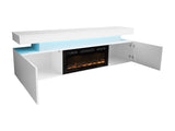 TV-állvány Szafka RTV EF 2D GLOSSA + LED + kominek (Lestirola) , Szín: Fekete + Fényes fekete 4273701
