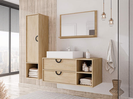 Fürdőszoba garnitúra Meble łazienkowe ŁAZIENKA 14, Szín: Tölgy, Mosdókagyló: Nem