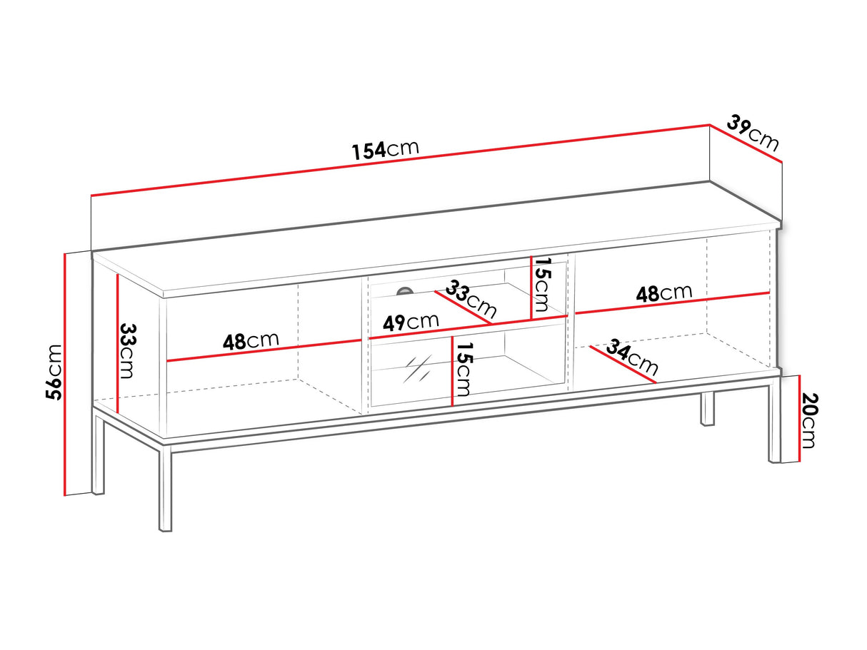TV-állvány Szafka RTV SENTO RTV154 + LED, Szín: Kasmír