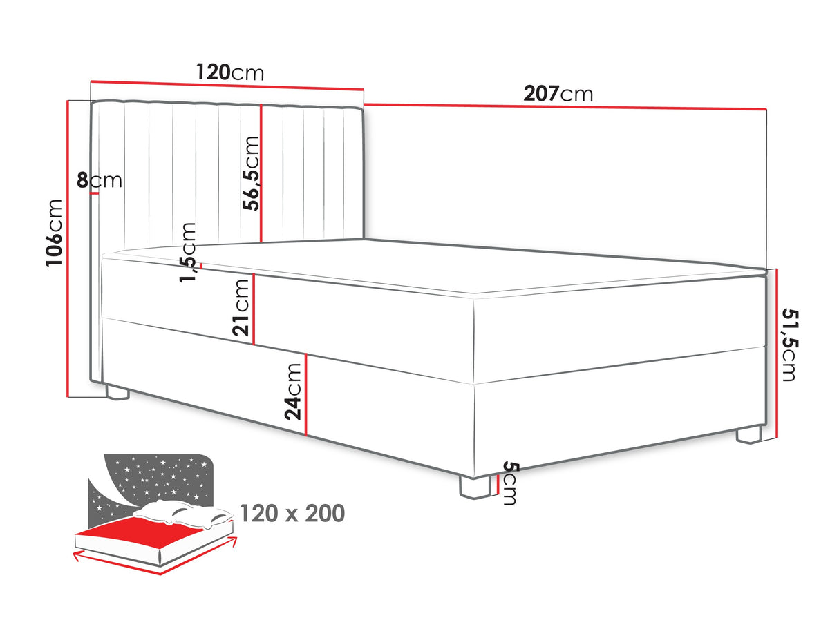 Kontinentális ágy Łóżko kontynentalne VIKI + topper M, Szín: Manila 02, Alvó felület mérete: 120 x 200 cm 4277196