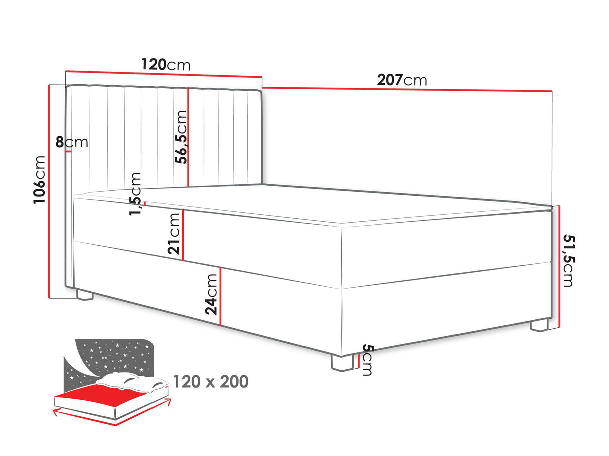 Kontinentális ágy Łóżko kontynentalne VIKI + topper M, Szín: Manila 16, Alvó felület mérete: 120 x 200 cm 4277212