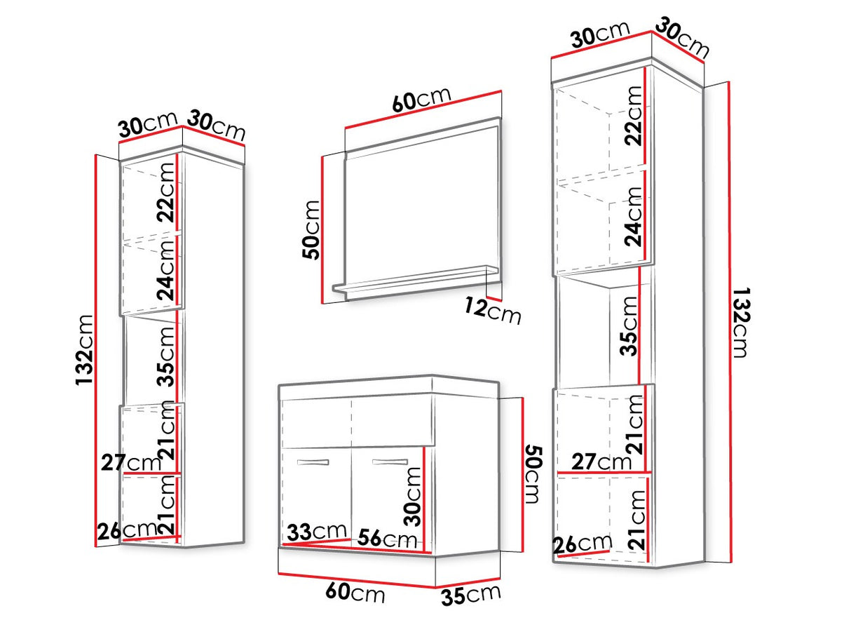 Fürdőszoba garnitúra Montreal XL (Floryna XL), Szín: Kasmír