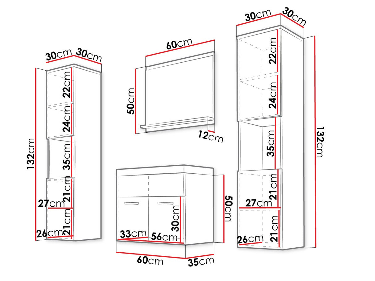 Fürdőszoba garnitúra Montreal XL (Floryna XL), Szín: Grafit