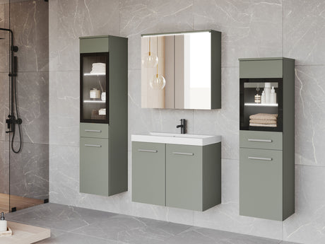 Fürdőszoba garnitúra Madrit II, Szín: Poros zöld, Led világítás: Igen fehér