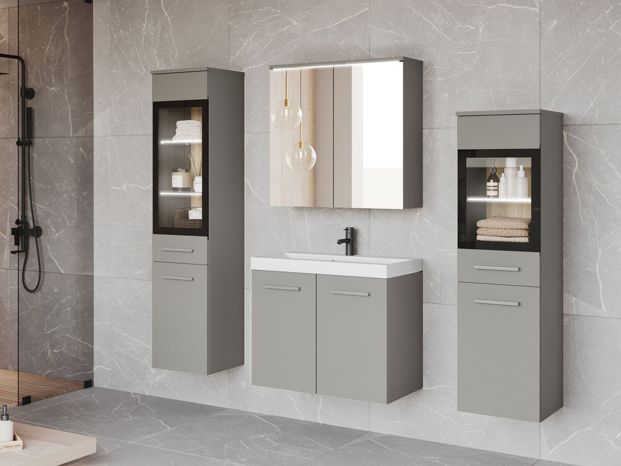 Fürdőszoba garnitúra Madrit II, Szín: Szürke, Led világítás: Igen fehér