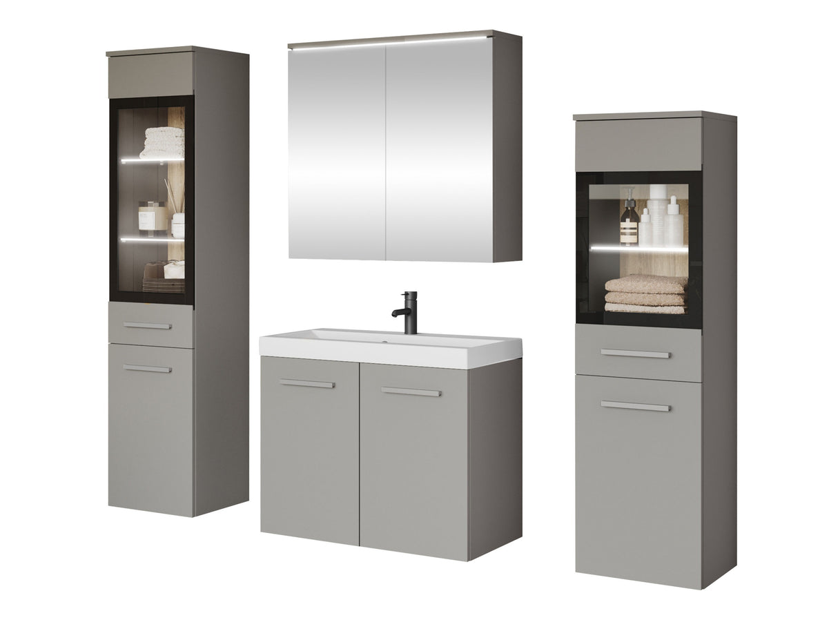 Fürdőszoba garnitúra Madrit II, Szín: Szürke, Led világítás: Igen fehér