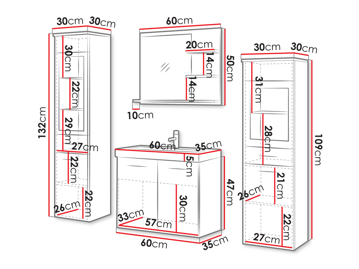 Fürdőszoba garnitúra MADRIT I, Szín: Szürke, Led világítás: Igen fehér
