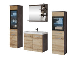Fürdőszoba garnitúra MADRIT I, Szín: Matera szürke + Gesztenye, Led világítás: Igen RGB
